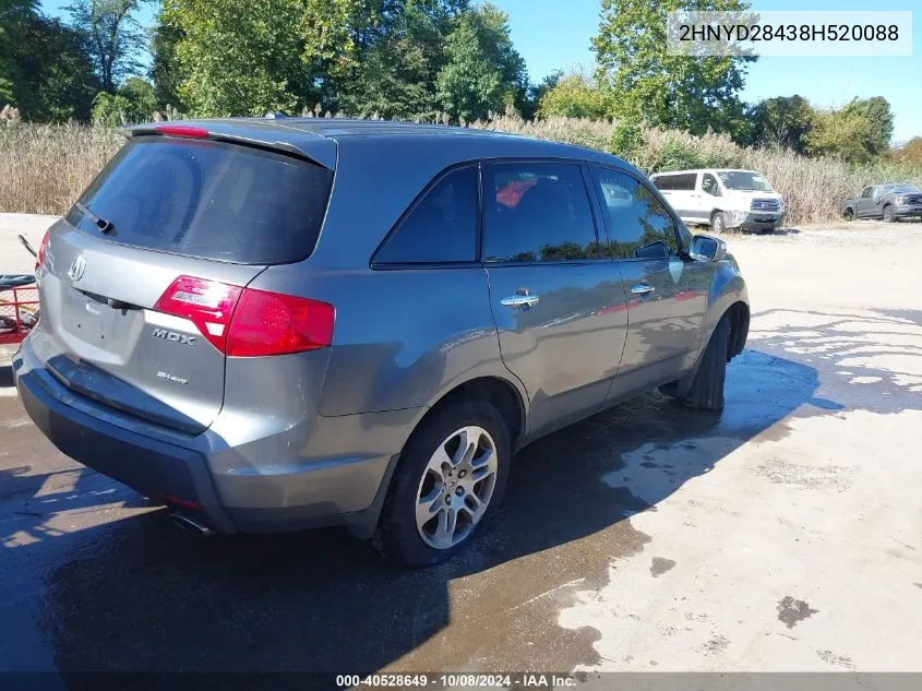 2008 Acura Mdx Technology VIN: 2HNYD28438H520088 Lot: 40528649