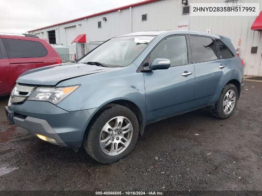 2008 Acura Mdx Technology Package VIN: 2HNYD28358H517992 Lot: 40566505