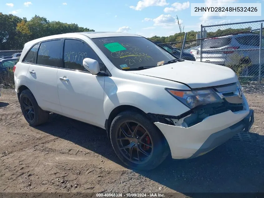 2008 Acura Mdx VIN: 2HNYD28248H532426 Lot: 40568336