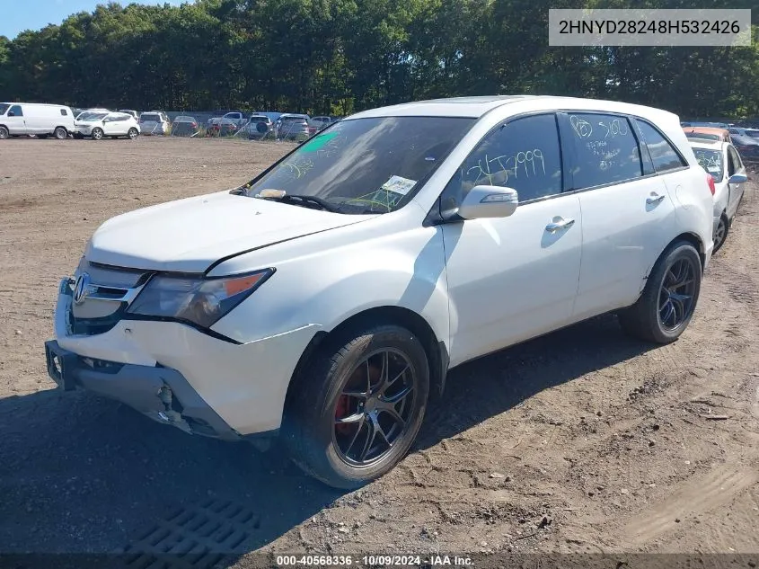 2008 Acura Mdx VIN: 2HNYD28248H532426 Lot: 40568336