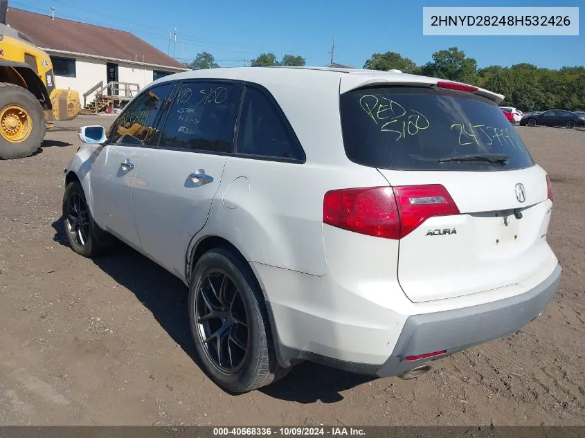 2008 Acura Mdx VIN: 2HNYD28248H532426 Lot: 40568336