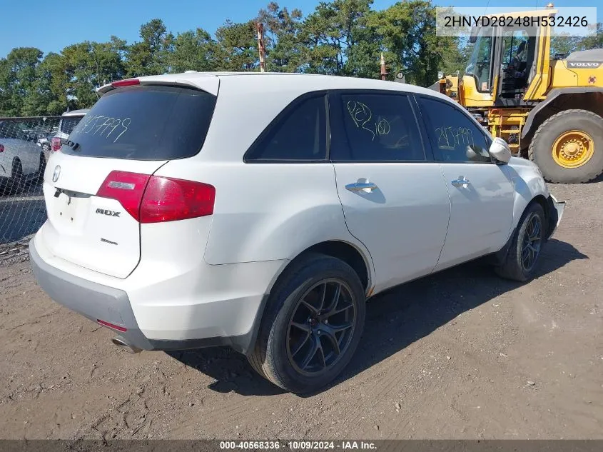 2008 Acura Mdx VIN: 2HNYD28248H532426 Lot: 40568336