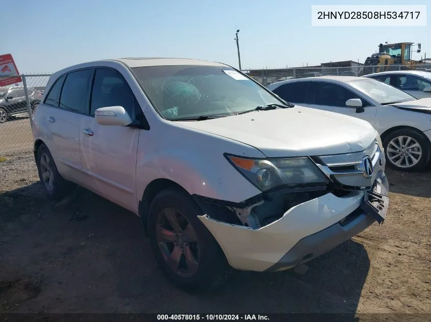 2008 Acura Mdx Sport Package VIN: 2HNYD28508H534717 Lot: 40578015