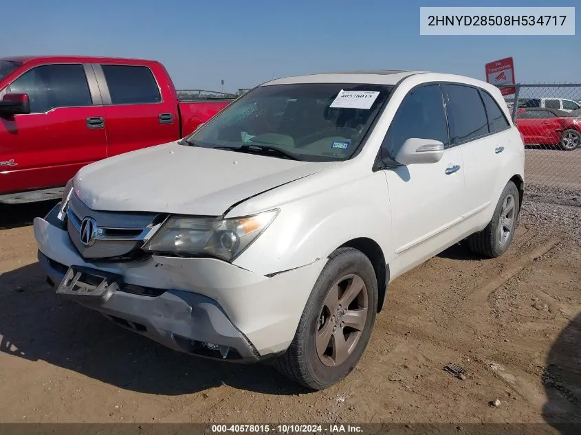 2008 Acura Mdx Sport Package VIN: 2HNYD28508H534717 Lot: 40578015