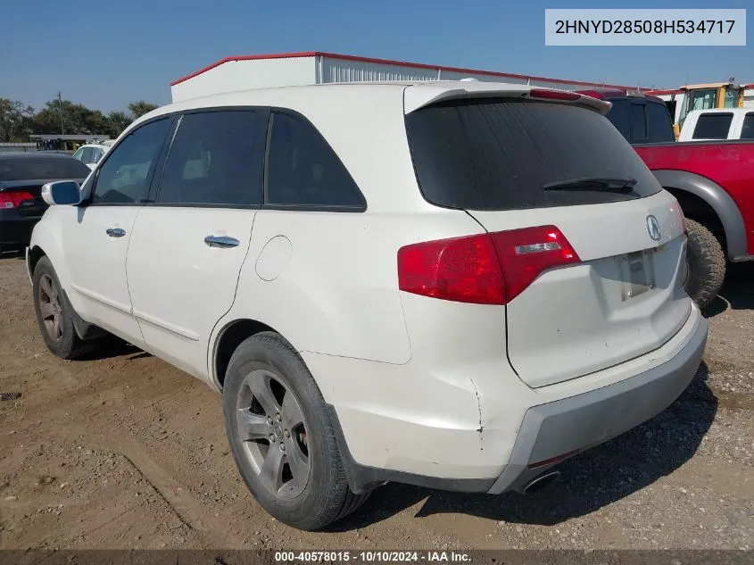 2008 Acura Mdx Sport Package VIN: 2HNYD28508H534717 Lot: 40578015