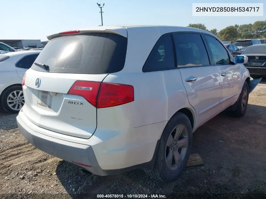 2008 Acura Mdx Sport Package VIN: 2HNYD28508H534717 Lot: 40578015