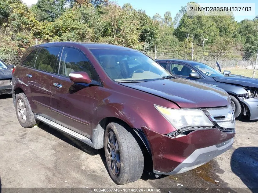 2008 Acura Mdx Technology Package VIN: 2HNYD28358H537403 Lot: 40587749