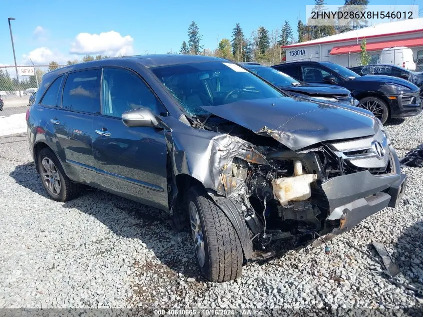 2008 Acura Mdx Technology Package VIN: 2HNYD286X8H546012 Lot: 40610665