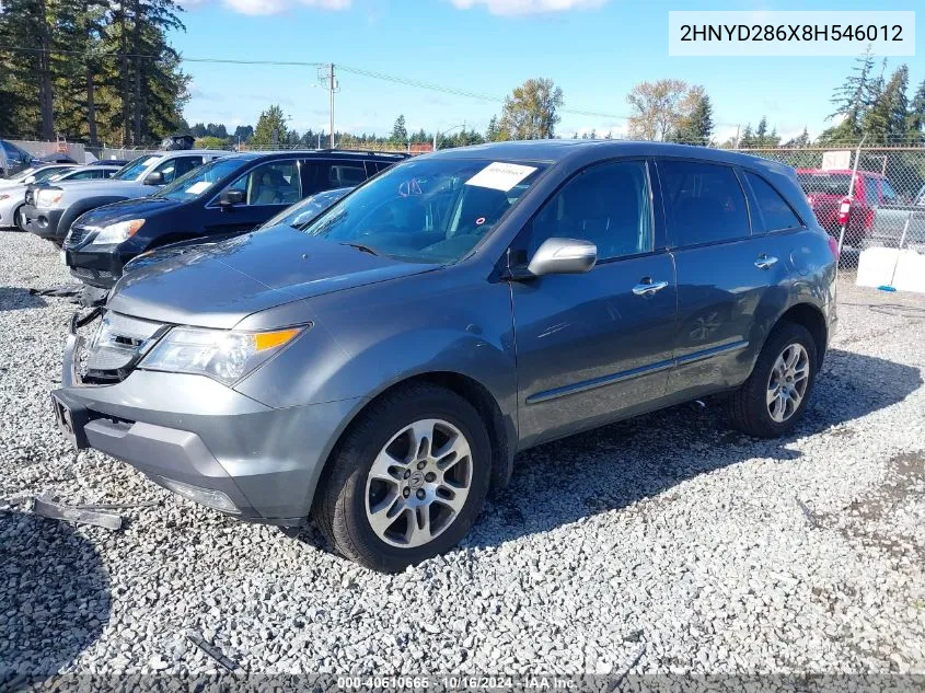 2008 Acura Mdx Technology Package VIN: 2HNYD286X8H546012 Lot: 40610665