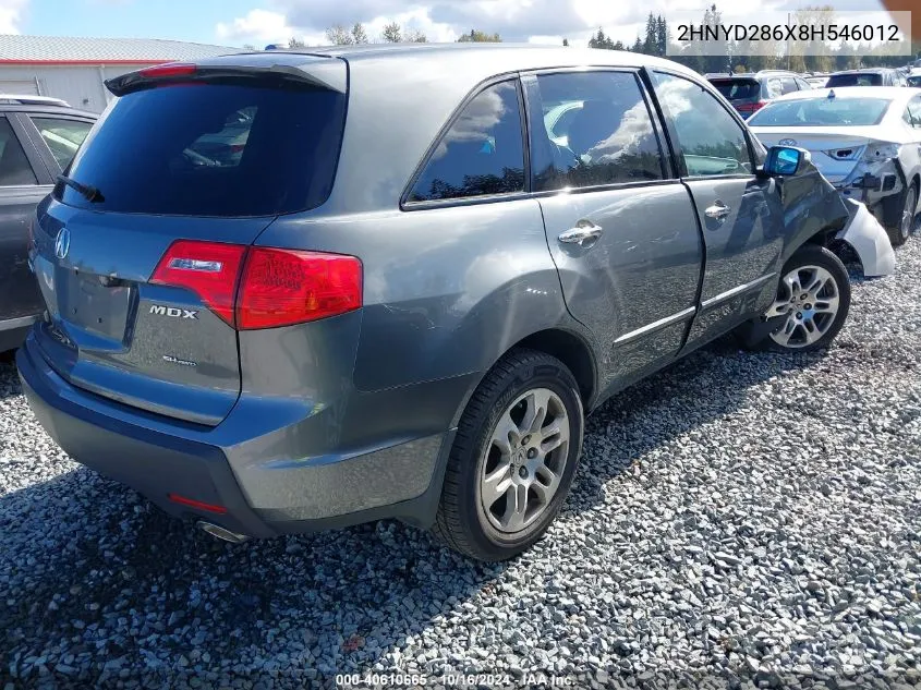 2008 Acura Mdx Technology Package VIN: 2HNYD286X8H546012 Lot: 40610665