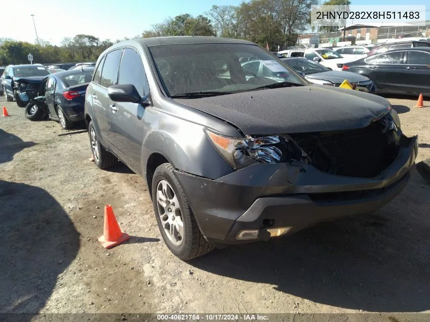 2008 Acura Mdx VIN: 2HNYD282X8H511483 Lot: 40621754