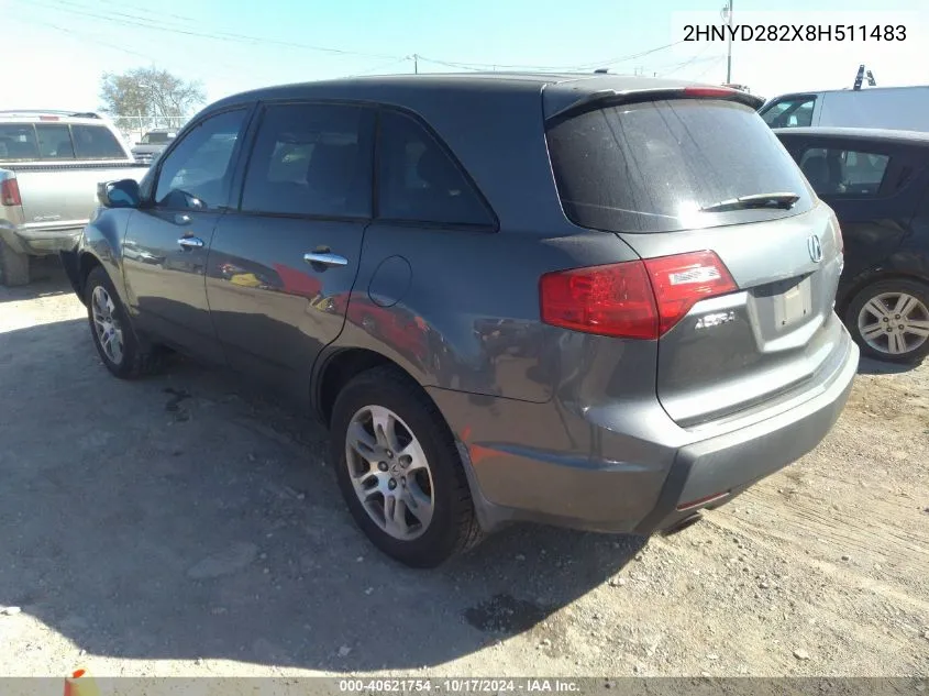 2008 Acura Mdx VIN: 2HNYD282X8H511483 Lot: 40621754