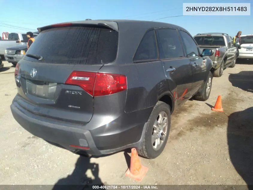 2008 Acura Mdx VIN: 2HNYD282X8H511483 Lot: 40621754