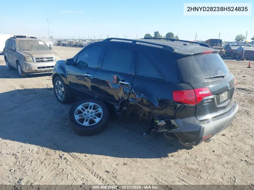 2008 Acura Mdx VIN: 2HNYD28238H524835 Lot: 40639807