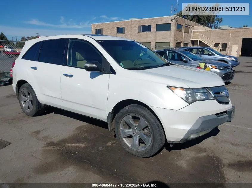 2008 Acura Mdx Sport Package VIN: 2HNYD28808H531231 Lot: 40684477