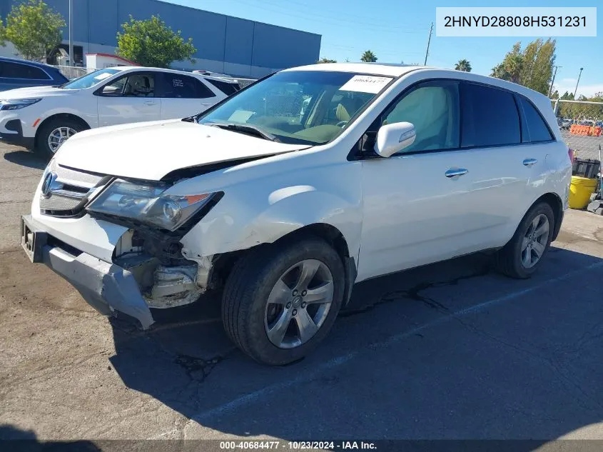 2008 Acura Mdx Sport Package VIN: 2HNYD28808H531231 Lot: 40684477