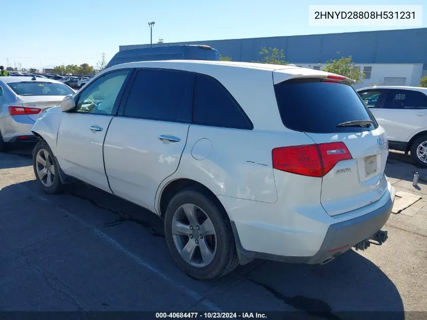 2008 Acura Mdx Sport Package VIN: 2HNYD28808H531231 Lot: 40684477