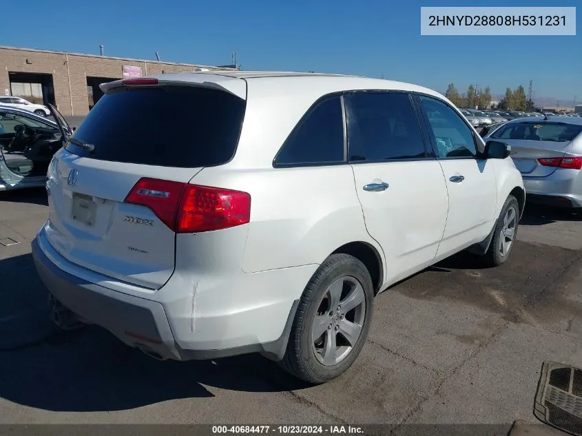 2008 Acura Mdx Sport Package VIN: 2HNYD28808H531231 Lot: 40684477