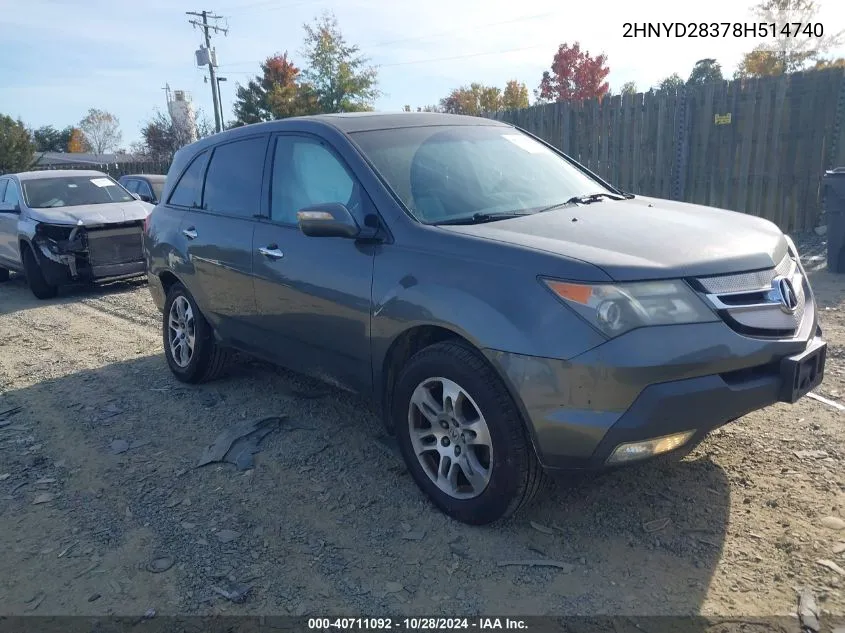 2008 Acura Mdx Technology Package VIN: 2HNYD28378H514740 Lot: 40711092