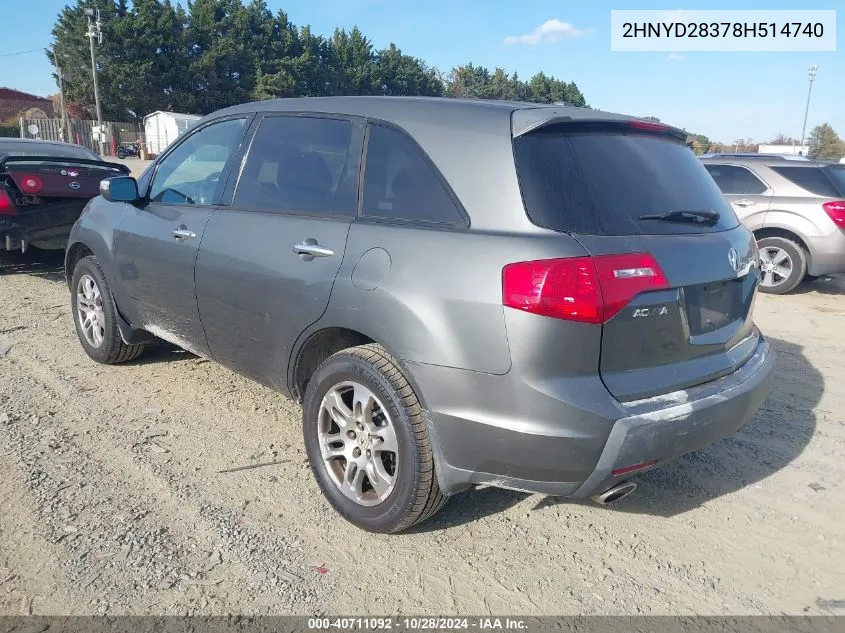 2008 Acura Mdx Technology Package VIN: 2HNYD28378H514740 Lot: 40711092