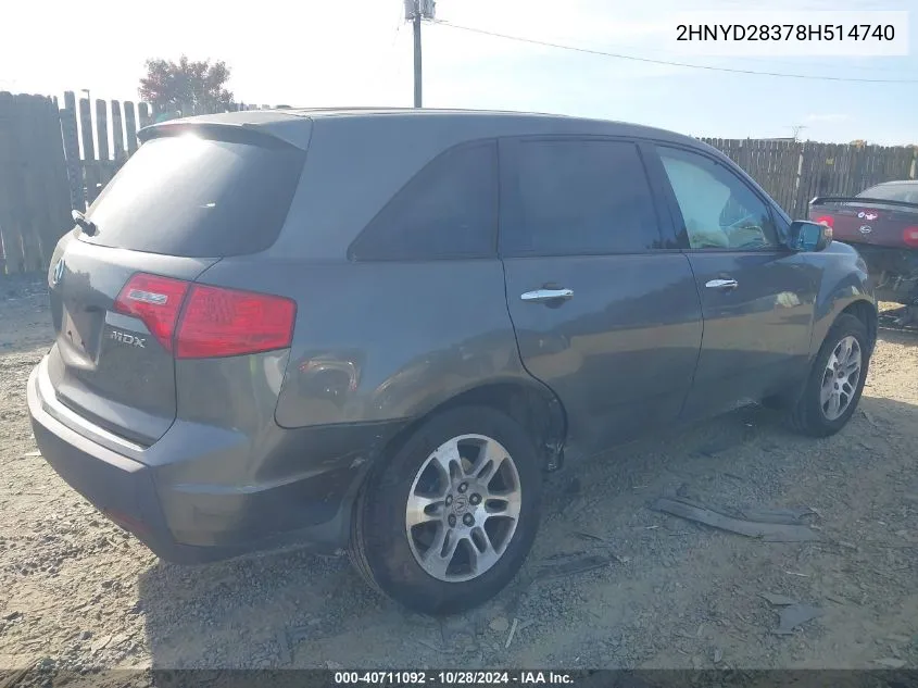 2008 Acura Mdx Technology Package VIN: 2HNYD28378H514740 Lot: 40711092