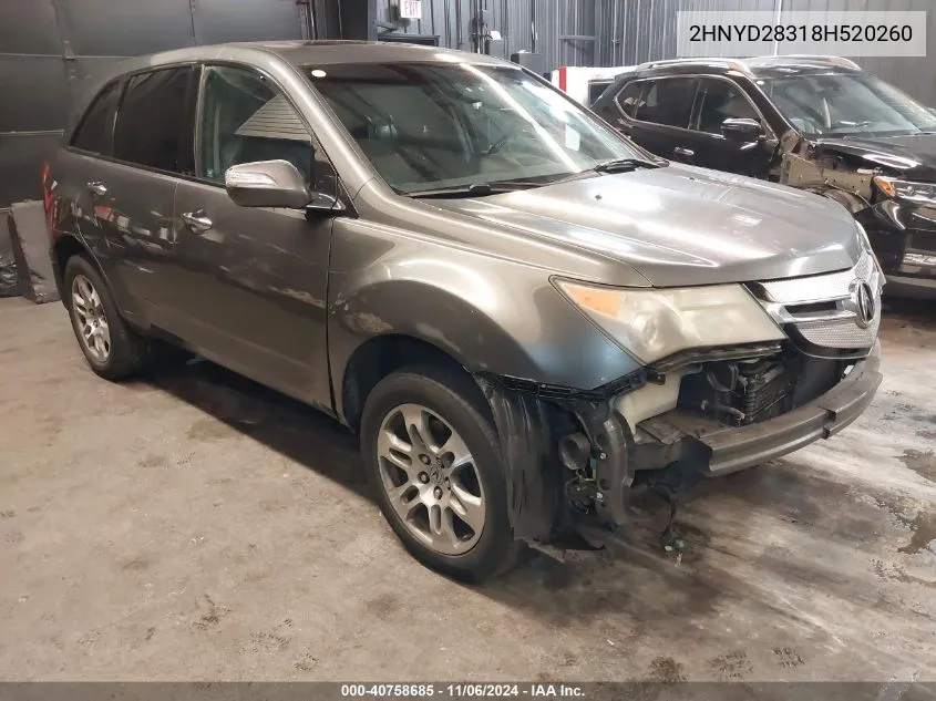 2008 Acura Mdx Technology Package VIN: 2HNYD28318H520260 Lot: 40758685