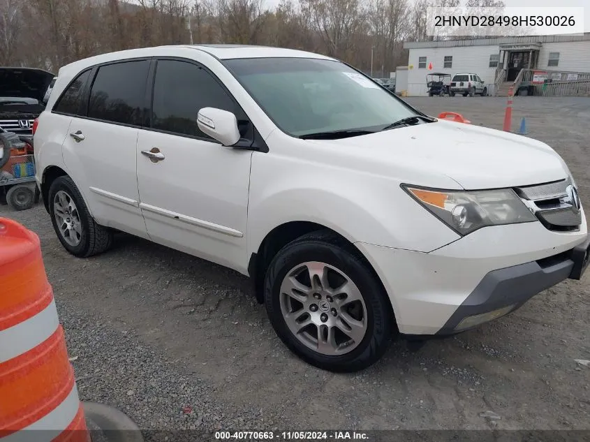 2008 Acura Mdx Technology Package VIN: 2HNYD28498H530026 Lot: 40770663