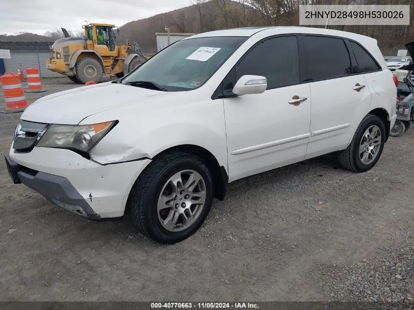 2008 Acura Mdx Technology Package VIN: 2HNYD28498H530026 Lot: 40770663