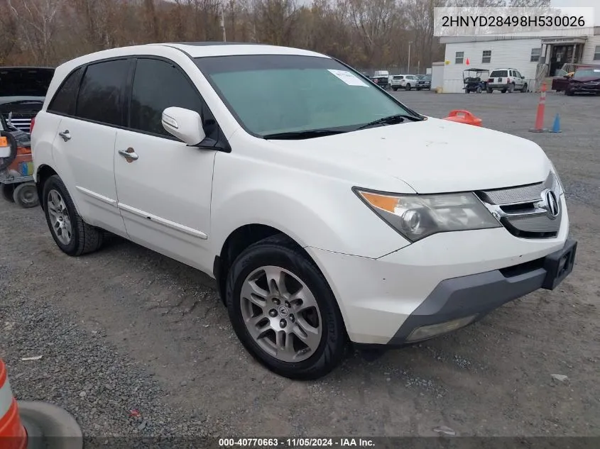 2008 Acura Mdx Technology Package VIN: 2HNYD28498H530026 Lot: 40770663