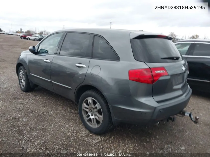 2008 Acura Mdx Technology Package VIN: 2HNYD28318H539195 Lot: 40780483