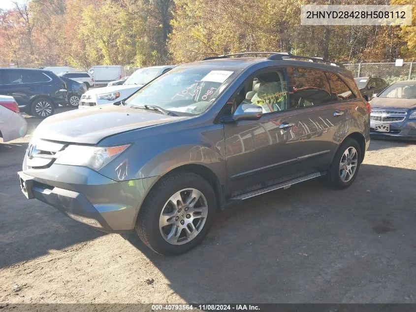 2008 Acura Mdx Technology Package VIN: 2HNYD28428H508112 Lot: 40793564