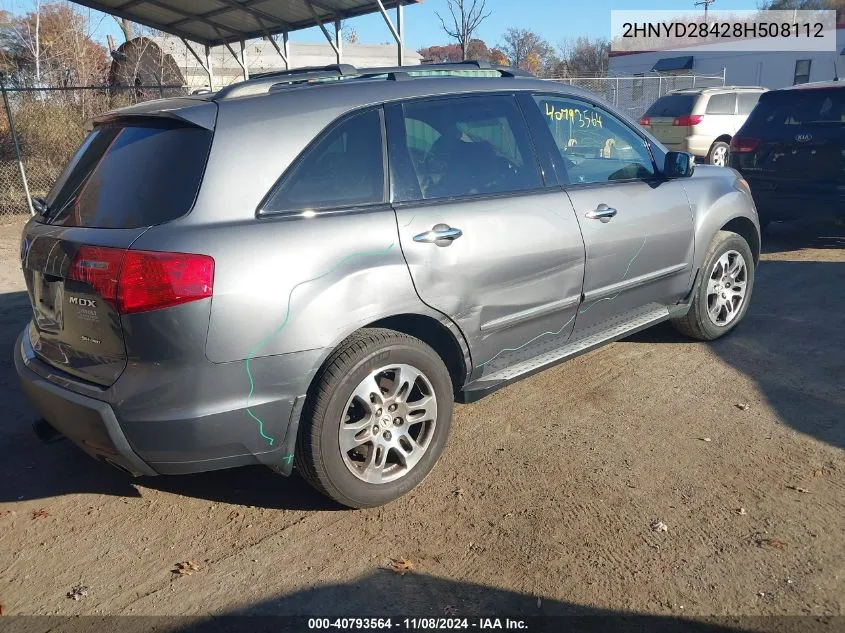 2008 Acura Mdx Technology Package VIN: 2HNYD28428H508112 Lot: 40793564