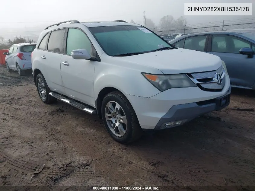 2008 Acura Mdx VIN: 2HNYD282X8H536478 Lot: 40811930