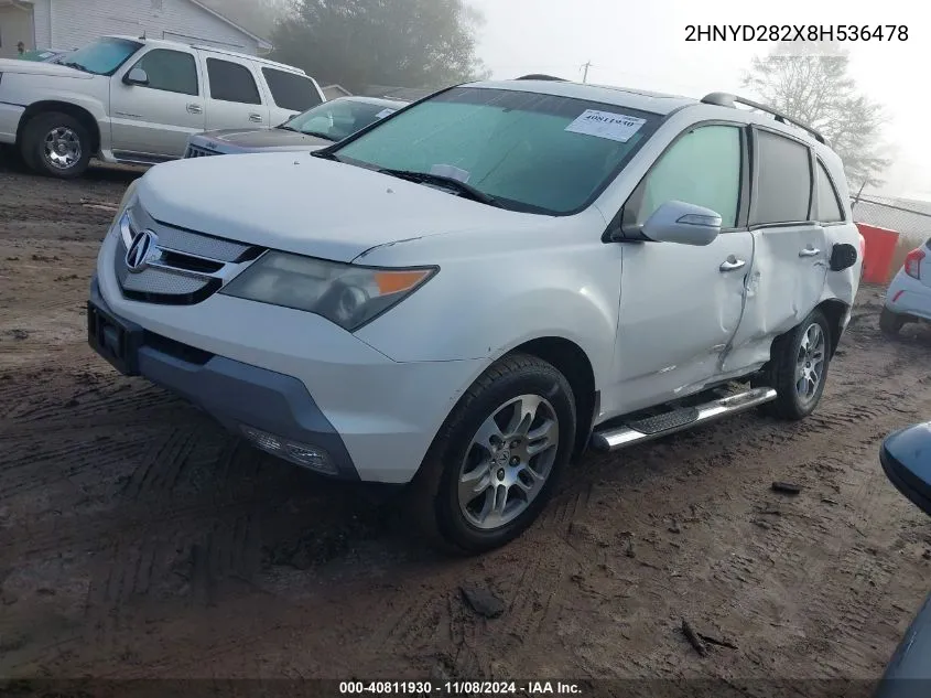 2008 Acura Mdx VIN: 2HNYD282X8H536478 Lot: 40811930