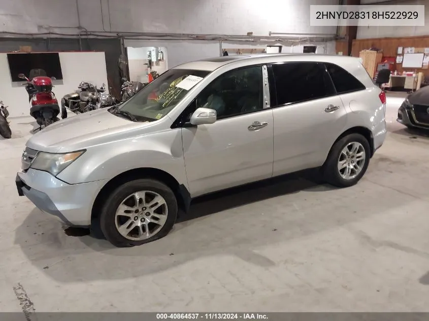 2008 Acura Mdx Technology Package VIN: 2HNYD28318H522929 Lot: 40864537