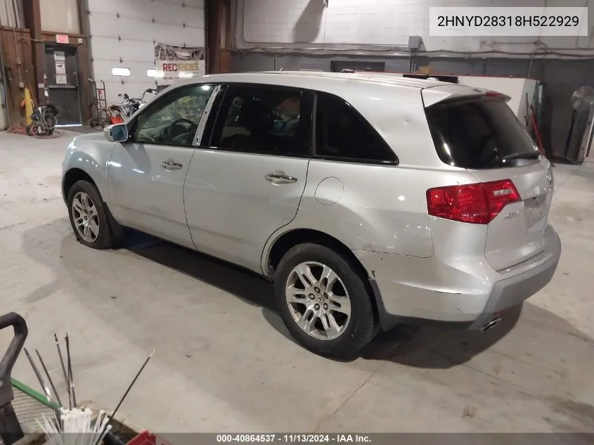 2008 Acura Mdx Technology Package VIN: 2HNYD28318H522929 Lot: 40864537