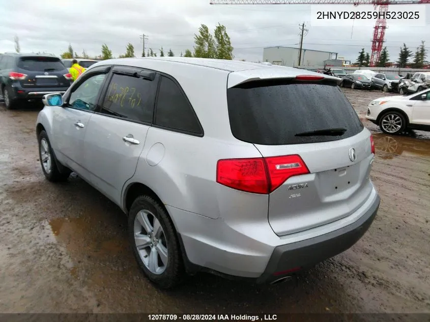 2009 Acura Mdx VIN: 2HNYD28259H523025 Lot: 12078709