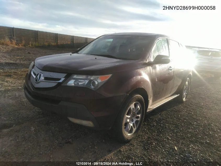 2009 Acura Mdx Technology Package VIN: 2HNYD28699H000058 Lot: 12103014