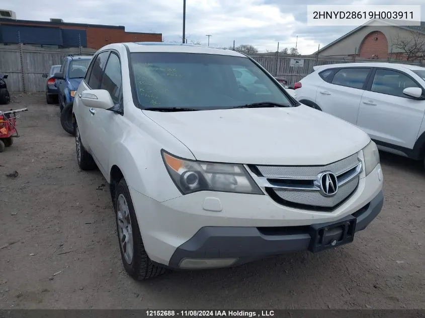 2009 Acura Mdx VIN: 2HNYD28619H003911 Lot: 12152688