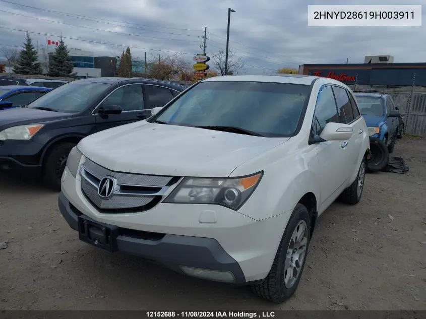 2009 Acura Mdx VIN: 2HNYD28619H003911 Lot: 12152688