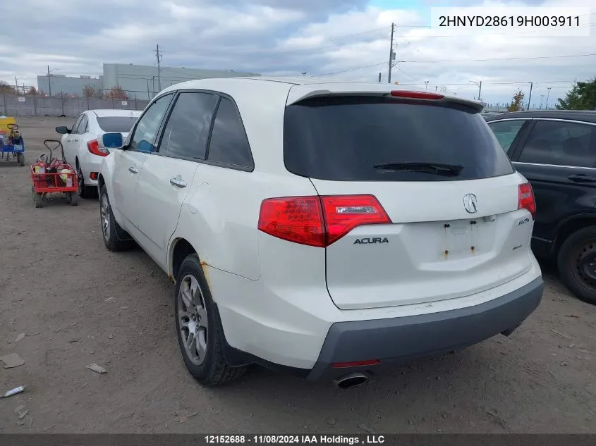 2009 Acura Mdx VIN: 2HNYD28619H003911 Lot: 12152688