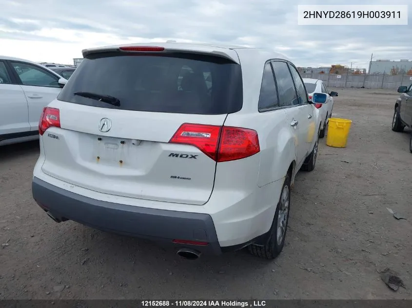 2009 Acura Mdx VIN: 2HNYD28619H003911 Lot: 12152688