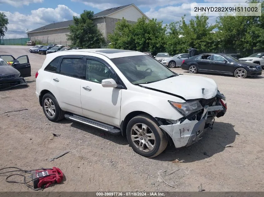 2009 Acura Mdx VIN: 2HNYD282X9H511002 Lot: 39897736