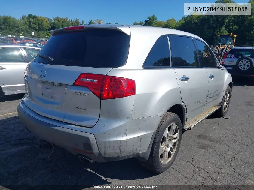 2009 Acura Mdx Technology Package VIN: 2HNYD28449H518058 Lot: 40306329