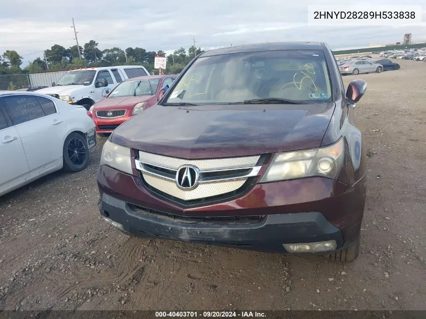 2009 Acura Mdx VIN: 2HNYD28289H533838 Lot: 40403701