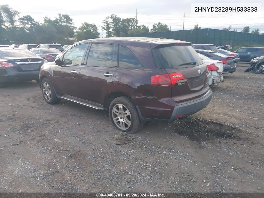 2009 Acura Mdx VIN: 2HNYD28289H533838 Lot: 40403701