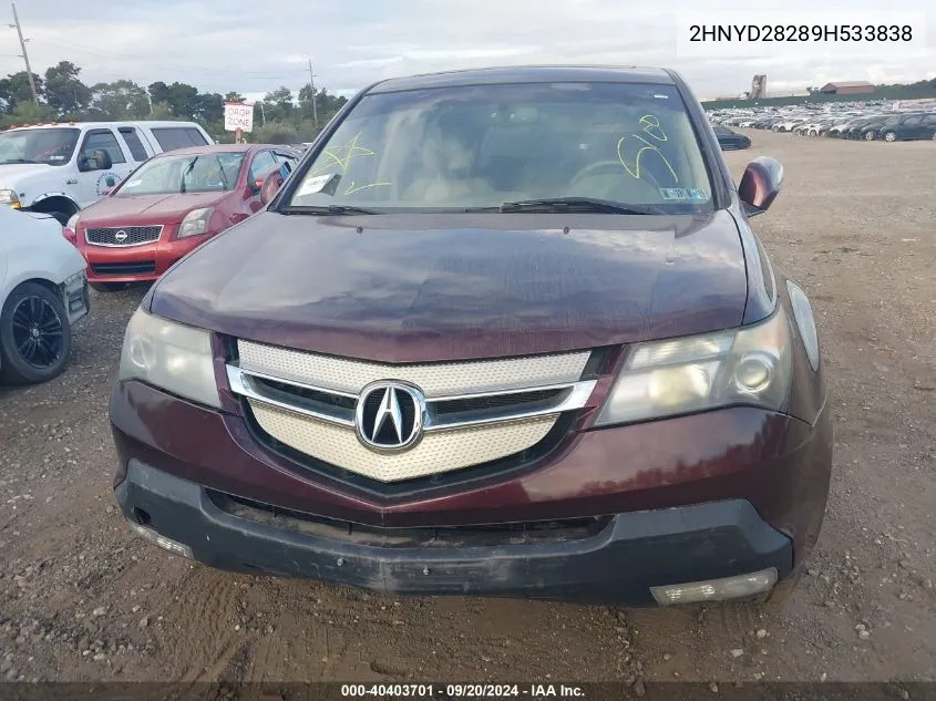 2009 Acura Mdx VIN: 2HNYD28289H533838 Lot: 40403701