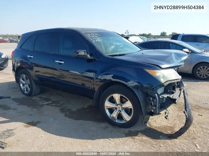 2009 Acura Mdx Sport VIN: 2HNYD28899H504384 Lot: 40532848