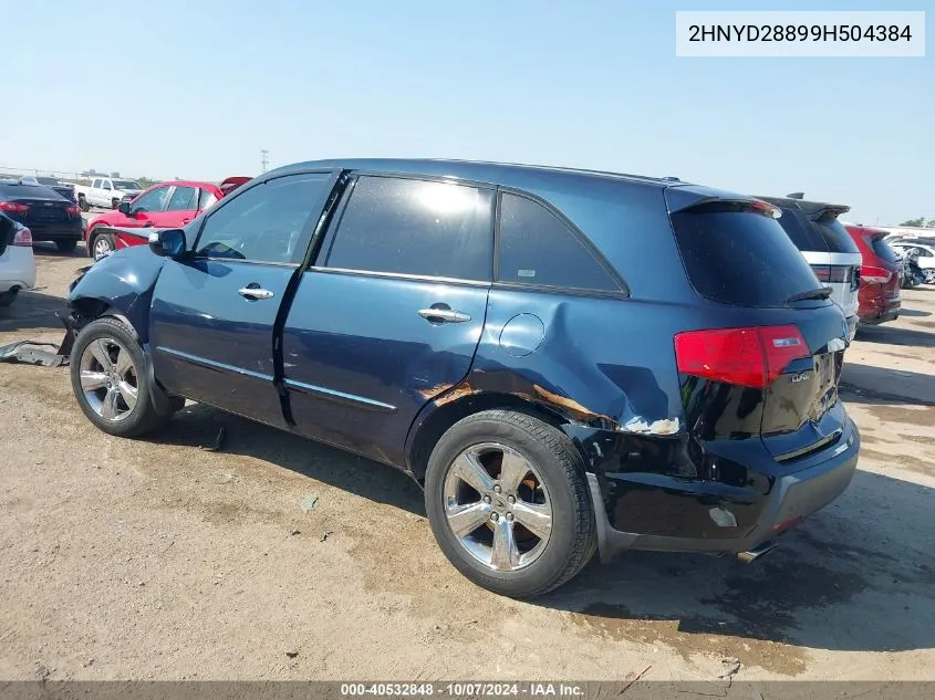 2009 Acura Mdx Sport VIN: 2HNYD28899H504384 Lot: 40532848