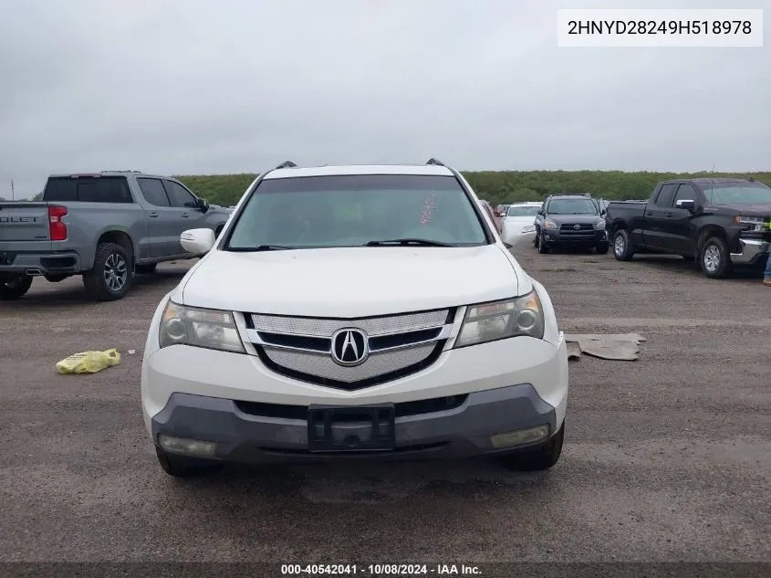 2009 Acura Mdx VIN: 2HNYD28249H518978 Lot: 40542041